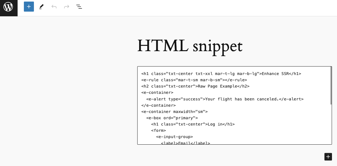 html snippet in a wordpress text box