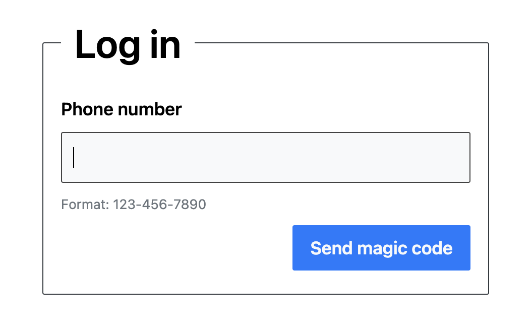 log in with phone number